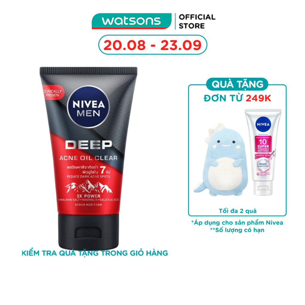 Sữa Rửa Mặt Nivea Men Deep Acne Oil Clear 100g