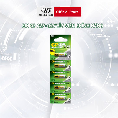 Vỉ 5 viên pin A27 GP batteries hiệu điện thế 12V dùng cho remote cửa cuốn , chuông cửa , remote quạt - hàng chính hãng