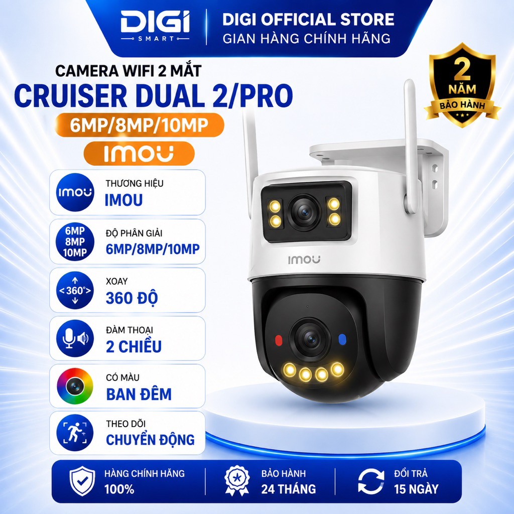 Camera Wifi 2 Mắt IMOU Cruiser Dual 2 S7XEP 6MP/10MP,S7XFP PRO 8MP, Xoay 360, Báo Động, Theo Dõi