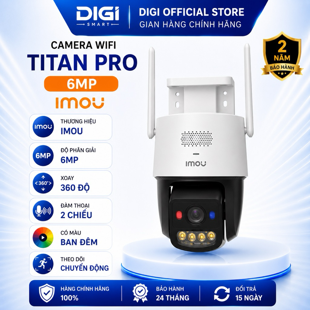 Camera Wifi IMOU TITAN PRO U7LP 6MP/GS7EP/S7DP 3K 5MP Siêu Nét, Xoay 360 Độ, Có Màu, Đàm Thoại