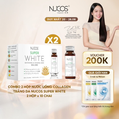 [2 Hộp] TPBVSK Nước Uống Collagen Nucos Super White Hỗ Trợ Dưỡng Trắng Da Mờ Thâm Nám [2hx10cx50ml]