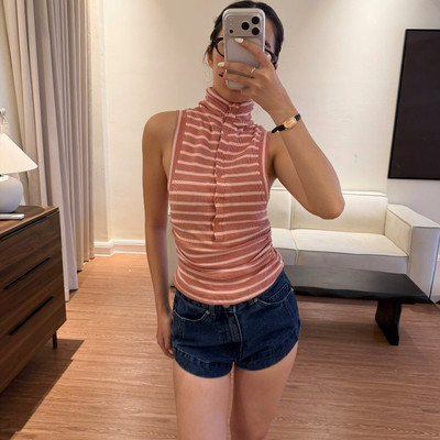 làminapparel - RUCHED NECK BUTTON TANK