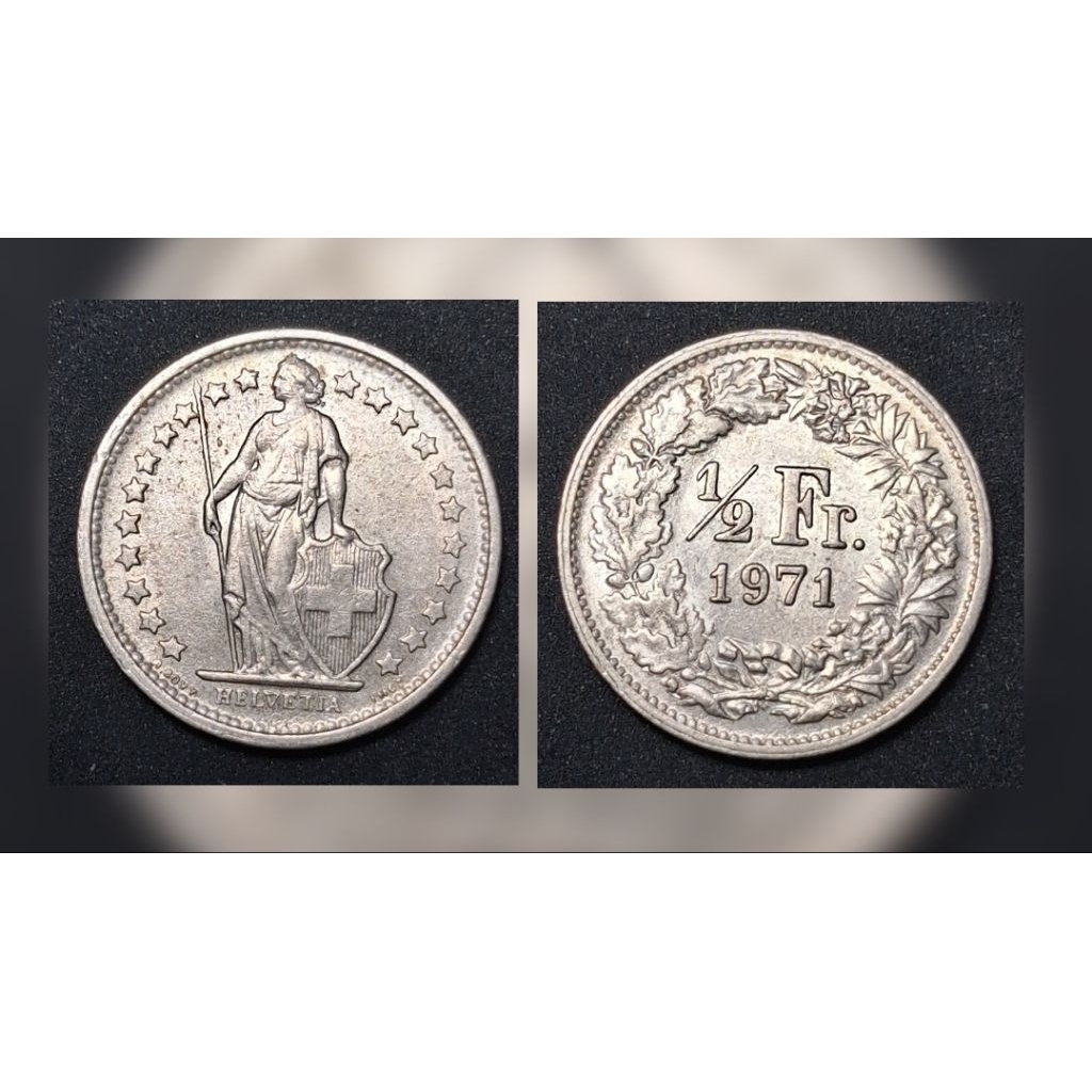 Đồng Xu Thụy Sĩ Sưu Tầm - Phân Loại 1/2 Franc 1971 & 5 Rappen 1975 (Nữ Thần Helvetia & Libertas) - X