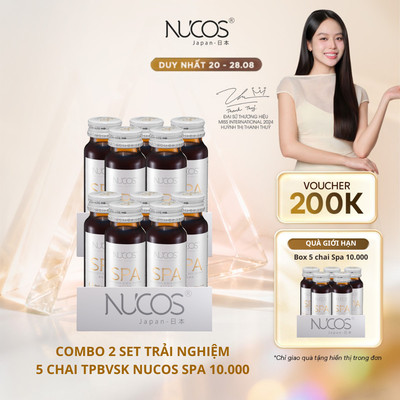 Combo 2 Set TPBVSK Nước Uống Collagen Nucos Spa 10000 Hỗ Trợ Chống Lão Hóa Hộp 5chaix50ml