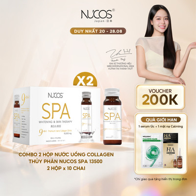[2 Hộp] TPBVSK Nước Uống Collagen Nucos Spa 10000mg Hỗ Trợ Chống Lão Hóa Trắng Da [2h x10c x50ml]