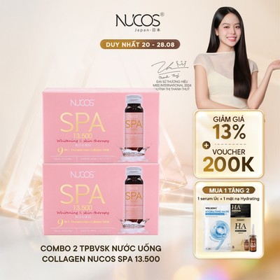 [2 Hộp] TPBVSK Nước Uống Collagen Nucos Spa 13500mg Hỗ Trợ Chống Lão Hóa Trắng Da [2h x10c x50ml]