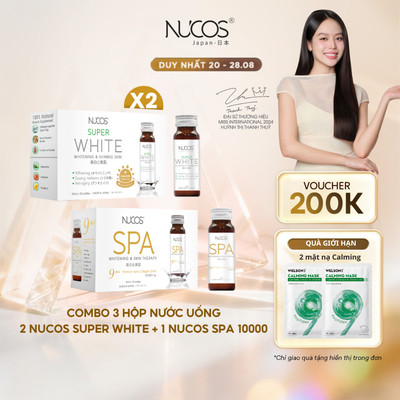 TPBVSK Combo Hỗ Trợ Chống Lão Hoá Nước Uống Collagen Nucos Spa 10000 1hộp và Nucos Super White 2hộp