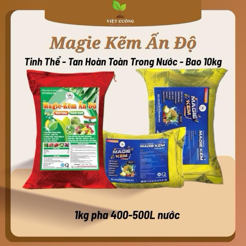 Magie Kẽm Ấn Độ Bao 10kg Dạng Tinh Thể 1kg Pha 400-500L Nước Tan Hoàn Toàn Trong Nước
