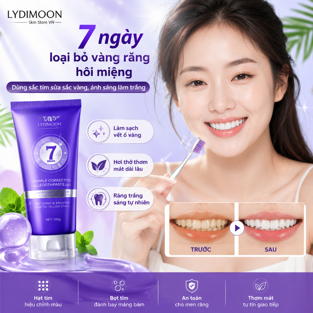 LYDIMOON Kem đánh răng làm trắng răng 100g: làm trắng răng, răng trắng sáng cao răng và vết ố vàng
