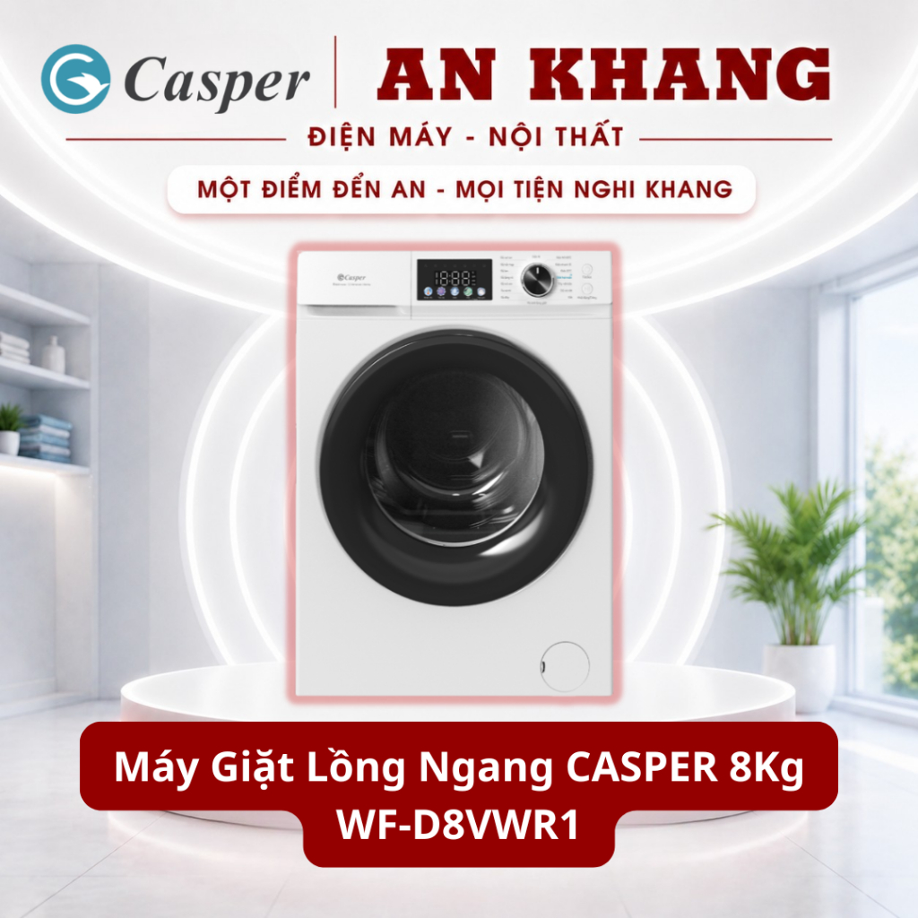 [ Chính Hãng ] Máy Giặt Lồng Ngang CASPER 8Kg WF-D8VWR1 - Bếp An Khang