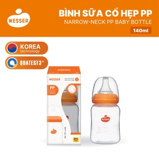 Bình sữa cổ HẸP PP Wesser 60ml/140ml/250ml (PP MÀU TRẮNG)