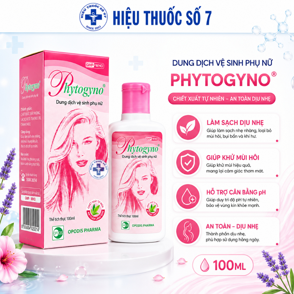 Dung dịch vệ sinh phụ nữ, ddvs phụ nữ Phytogyno hồng 100ml