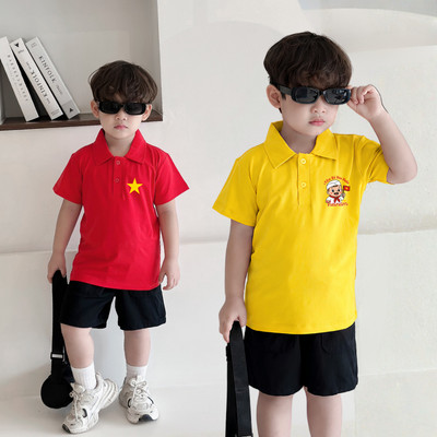 Áo Polo bé trai in cờ đỏ sao vàng Việt Nam nhiều màu chất cotton 4 chiều  - Áo thun có cổ cho bé Loza Kids PY001