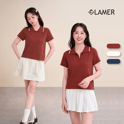 Áo Len Mongtoghi Nữ LAMER Tay Ngắn Dáng Suông Áo Len Polo Mỏng Thu Đông Phối Viền Trẻ Trung Mchic SPD O61W26Q031