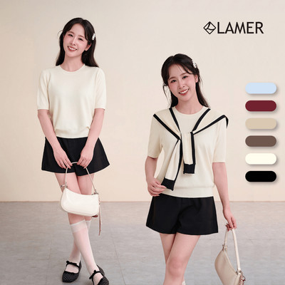 Áo Len Nữ LAMER Dáng Suông Tay Ngắn (Không kèm khăn) Áo Len Cổ Tròn Thu Đông Basic Trẻ Trung Mchic SPD O61W26Q041