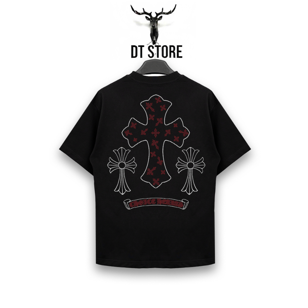 ÁO THUN CHOICE HEARTS GOTHIC CROSS RED PATTERN
