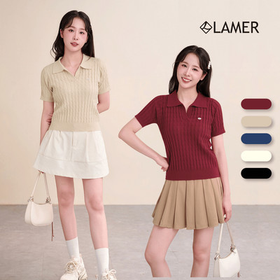Áo Len Nữ LAMER Tay Ngắn Vặn Thừng Áo Len Polo Thu Đông Basic Trẻ Trung Mchic SPD O61W26Q032