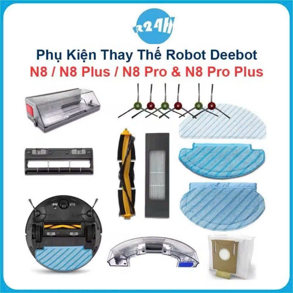 Phụ Kiện Thay Thế Robot Deebot N8, N8 Plus, N8 Pro, N8 Pro Plus/ Chổi Lăn, Chổi Cạnh, Bộ Lọc, Khăn L