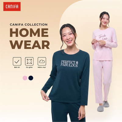 Bộ quần áo nữ CANIFA chất liệu mềm mại áo dài tay quần dài 6LS26W001