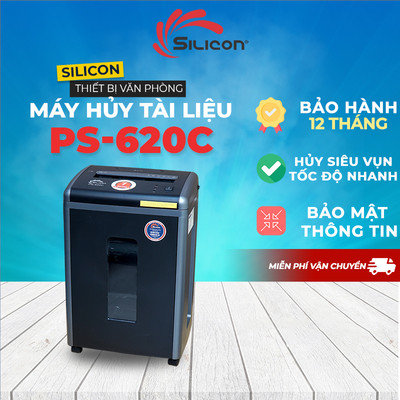Máy hủy tài liệu nhập khẩu SILICON PS620C - Máy hủy vụn - Công suất hủy 12 tờ/ 1lần - BH toàn quốc
