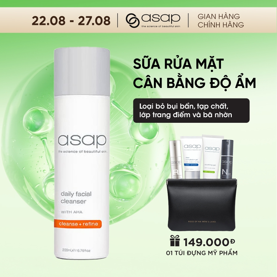 Sữa rửa mặt cân bằng dộ ẩm Asap Daily Facial Cleanser loại bỏ bụi bẩn 200ml