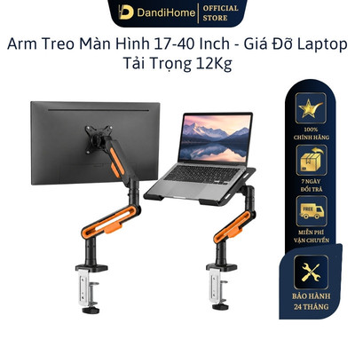 Arm Màn Hình DandiHome 17-40 Inch Kẹp Bàn Tải Trọng 12kg, Giá Đỡ Laptop Tùy Chọn