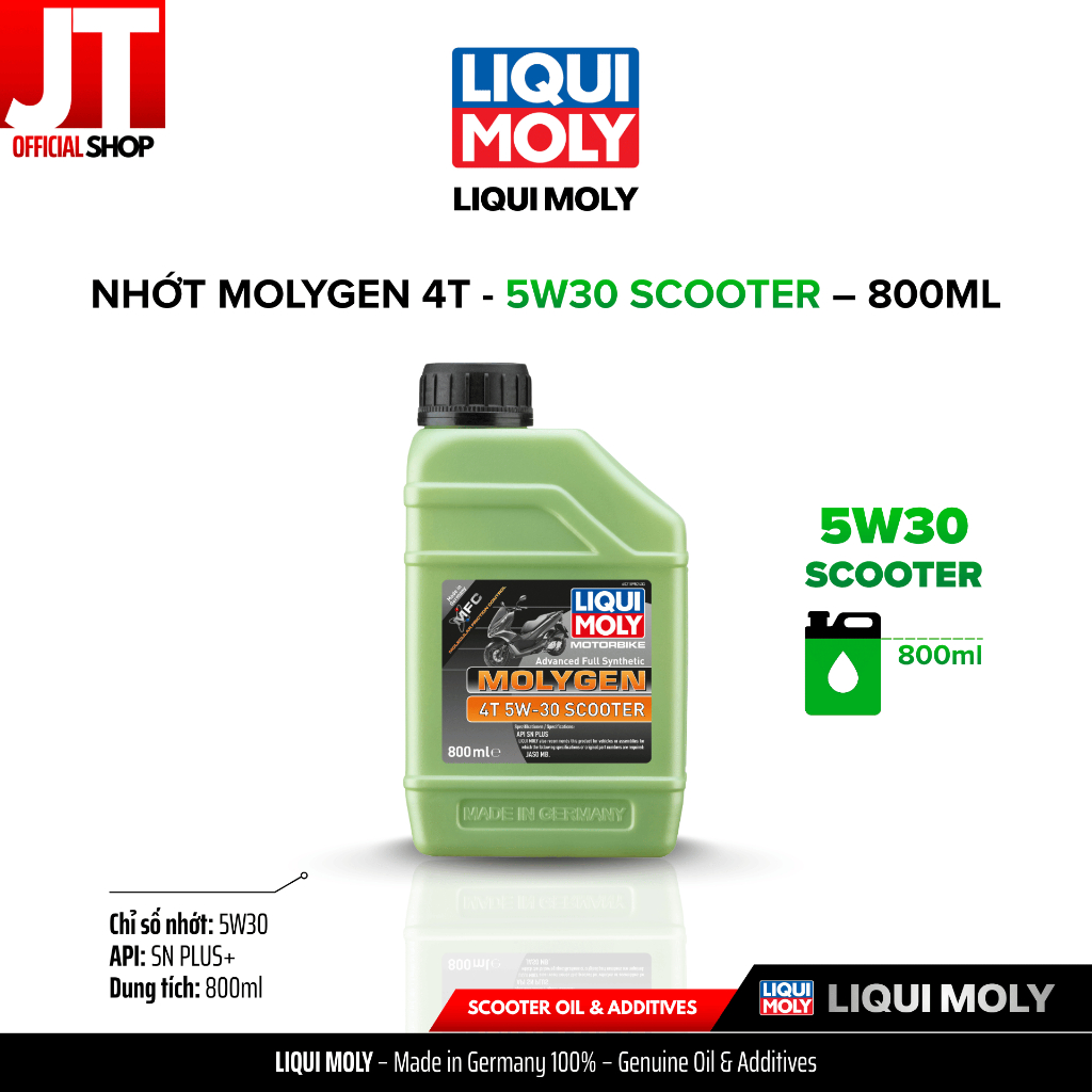 Dầu Nhớt Động Cơ Xe Tay Ga LIQUI MOLY 4T 5W30 Molygen Scooter - 800ml | Chính hãng LIQUI MOLY | JTSH