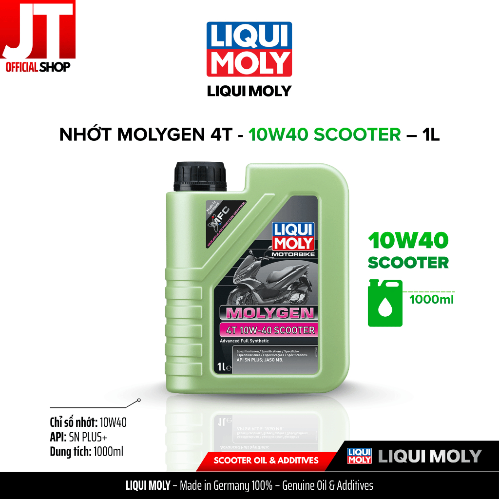 Dầu Nhớt Động Cơ Xe Tay Ga LIQUI MOLY 4T 10W40 Molygen Scooter - 1L | Chính hãng LIQUI MOLY | JTSHOP