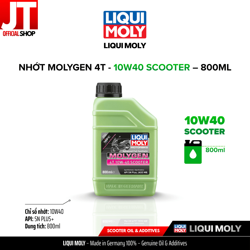 Dầu Nhớt Động Cơ Xe Tay Ga LIQUI MOLY 4T 10W40 Molygen Scooter - 800ml | Chính hãng LIQUI MOLY | JTS