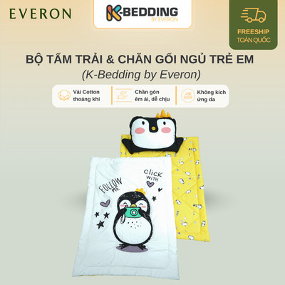 Bộ tấm trải, đệm/nệm ngủ, chăn gối trẻ em Kbedding By Everon chất vải cotton an toàn cho bé, nhiều màu sắc đáng yêu