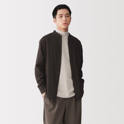 [26AW] MUJI Áo Sơ Mi Nam Vải Flannel Cổ Trụ Tay Dài