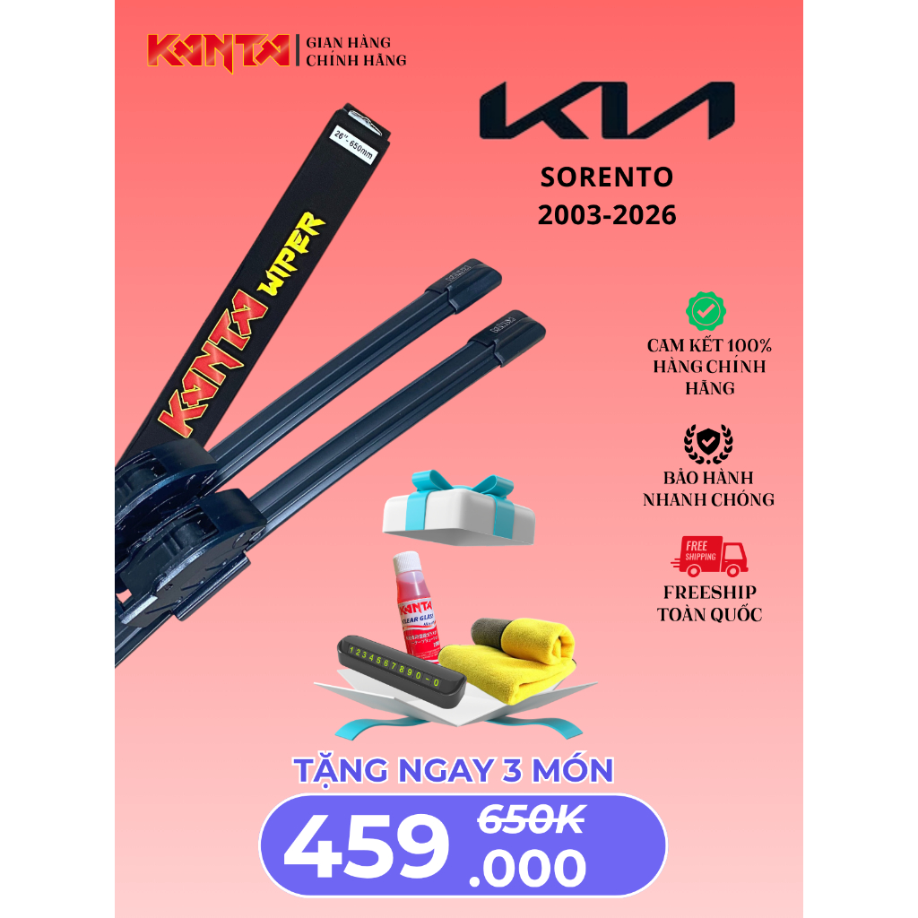 Gạt mưa Kanta LUXURY cho xe KIA SORENTO BL XM UM MQ4 siêu sạch siêu êm siêu bền(bảo hành 6 tháng)