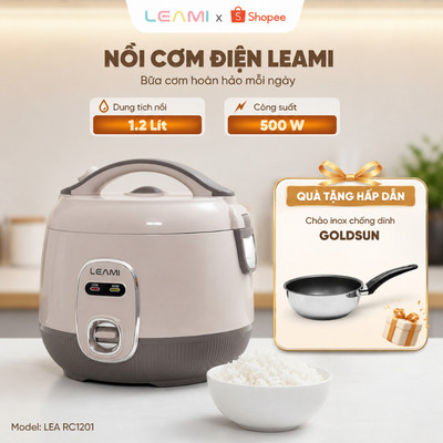Nồi Cơm Điện Leami LEA RC1201 Dung Tích 1,2L Lòng Nồi Phủ Chống Dính Cao Cấp Phù Hợp 2-4 Người Ăn