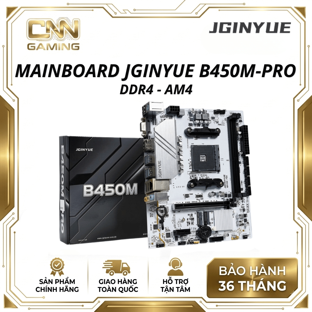 Main Jginyue B450 Pro ARGB, Hiệu Năng Ổn Định, LED RGB Đẹp, Build PC Gaming Chất Lượng