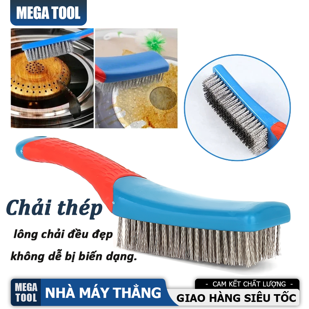 Bàn Chải Sắt Không Gỉ Cầm Tay Chống Trượt - Tẩy Rỉ Sét, Xỉ Hàn, Bụi Bẩn Hiệu Quả