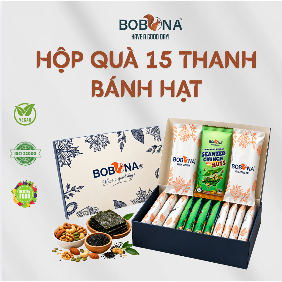Hộp Quà Tặng lễ BOBONA Tiện Lợi, Sang Trọng, Dinh Dưỡng, Healthy, Thuần chay