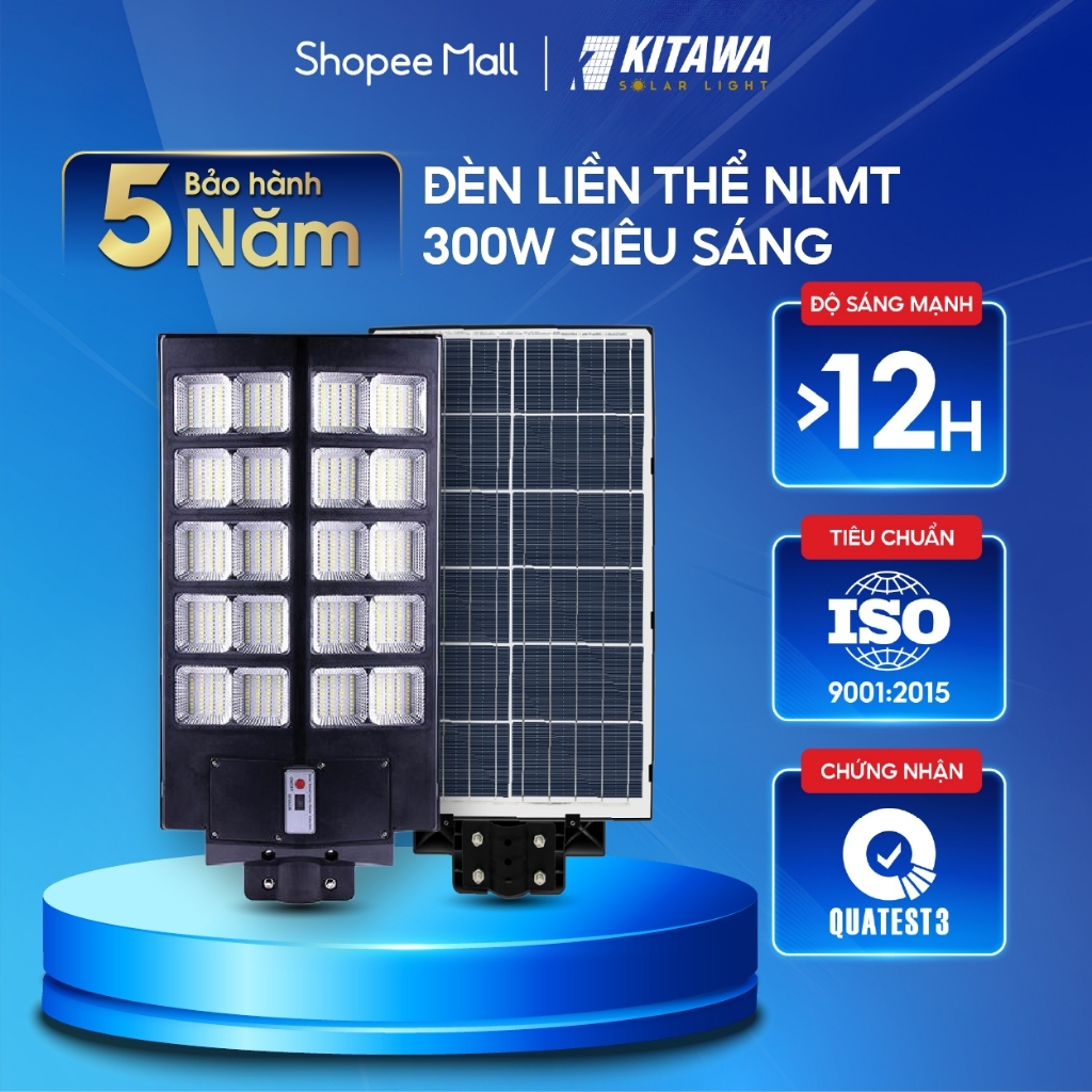 [HÀNG LỖI NGOẠI QUAN] Đèn Đường Năng Lượng Mặt Trời Liền Thể 2 Cánh Kitawa 500W Đạt Chuẩn Chống Nước