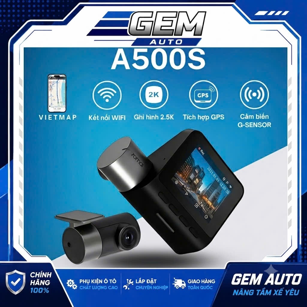 Combo Camera Hành Trình 70Mai A500S - Ghi Hình 2 Mắt Quay Trước Sau 2.7K - Hàng Chính Hãng
