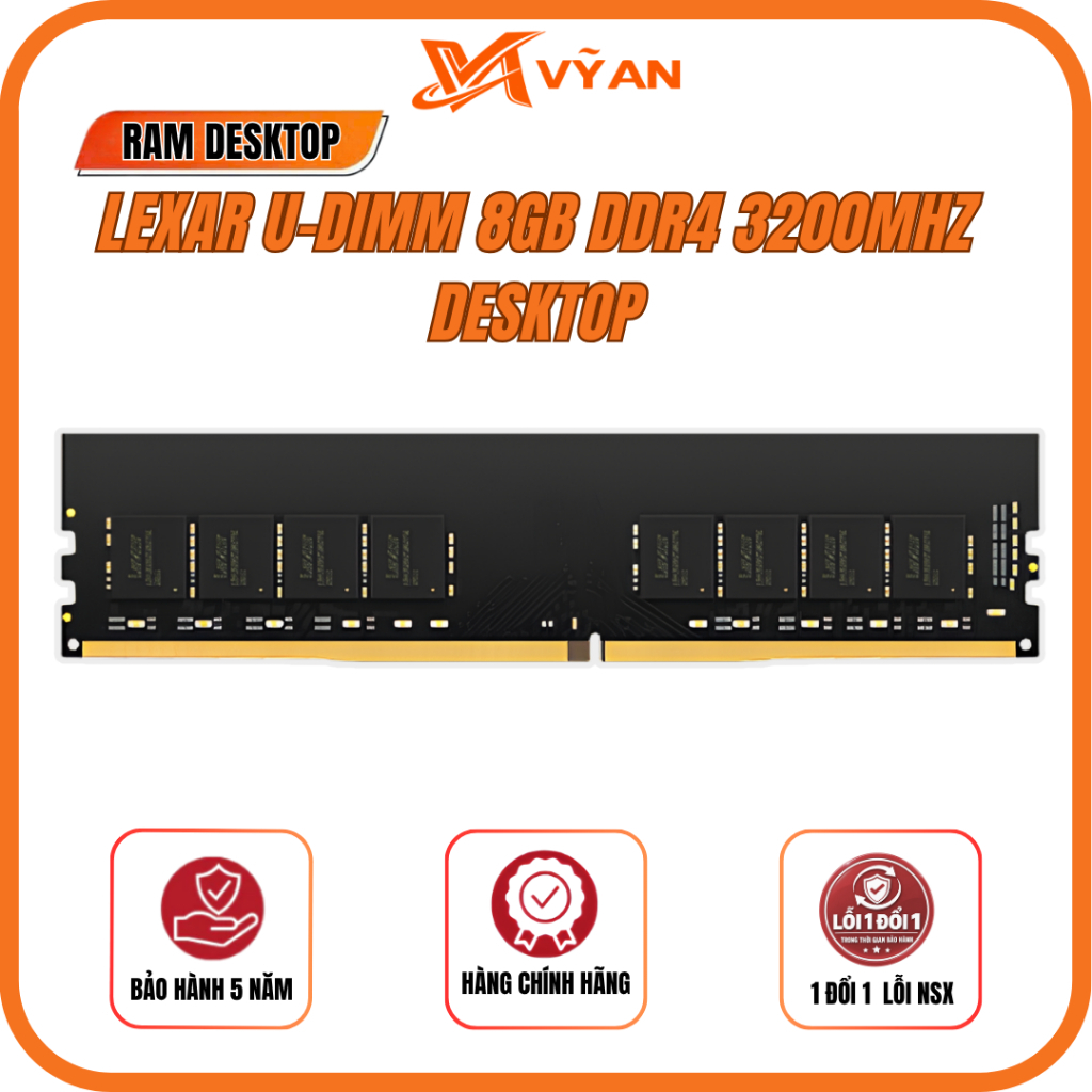 RAM Desktop Lexar 8GB / 16GB DDR4 Bus 3200MHz UDIMM (LD4AU008G-B3200GSST) Nâng Cấp Tốc Độ - Bảo Hành
