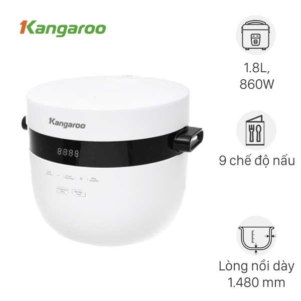 Nồi cơm điện tử Kangaroo 1.8 lít KG18DR9 chính hãng mới Bảo hành 24 tháng