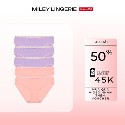 Combo 5 Quần Lót Thun Lạnh  Miley Lingerie Trơn Viền Ren 4 Chiều Fashion Màu Ngẫu Nhiên BMS1201_1001