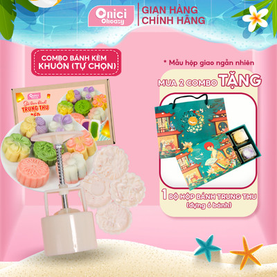 COMBO set làm bánh trung thu dẻo kèm khuôn tự chọn ONICI thành phẩm 6 bánh 3 loại nhân