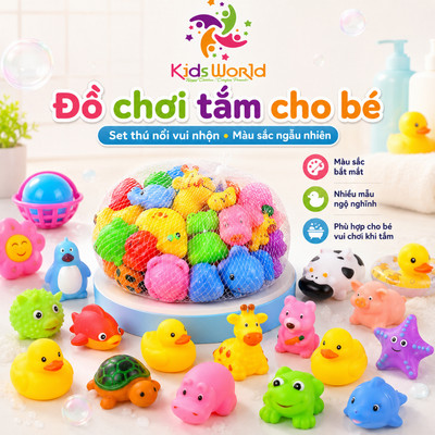 Set 12 con thú đồ chơi chip chip cho bé tắm, bé chơi KidsWorld ngộ nghĩnh bắt mắt thiết kế nhỏ gọn