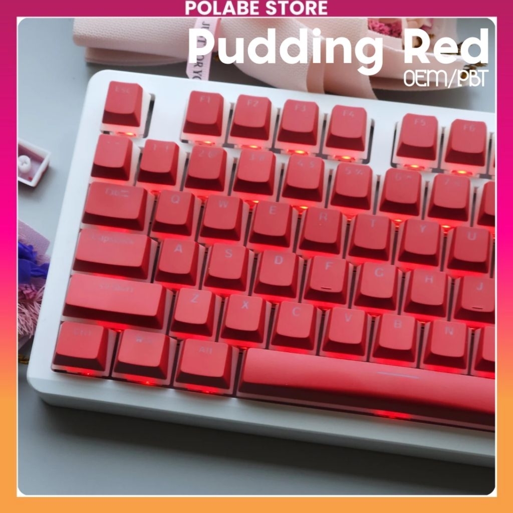 Keycap Pudding Red Yoshizawa Kasumi ASA Profile Keycap Pudding Xuyên Led bàn phím Polabe Store