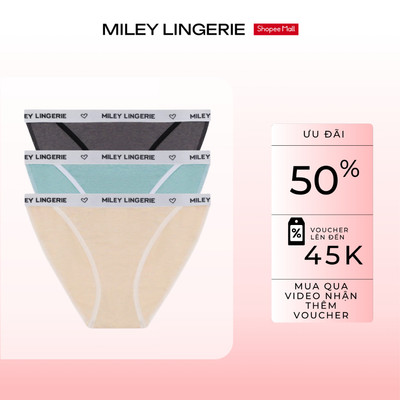 Bộ 3 Quần Lót Nữ Melange High-Cut Miley Lingerie - Viền Lưng Logo, Thời Trang