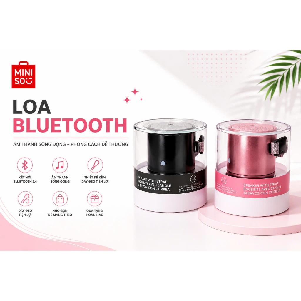 Loa Bluetooth Mini Chính Hãng MINISO Có Dây Đeo – Loa Không Dây Nhỏ Gọn Tiện Dụng, Thiết Kế Thời Tra