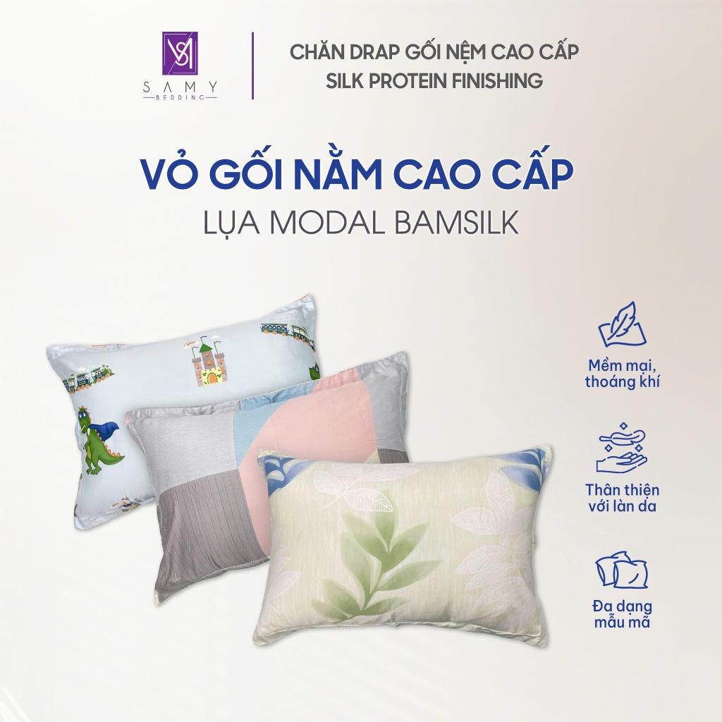 Vỏ Gối Nằm SAMY BEDDING Lụa Modal Bamsilk Cao Cấp Thoáng Mát