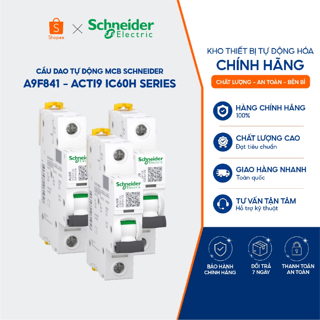 Cầu dao tự động MCB Schneider A9F841 - Acti9 iC60H Series - 1P 10kA - 240VAC