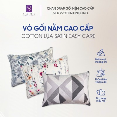Vỏ Gối Cotton Lụa Satin Cao Cấp SAMY BEDDING Thoải Mái Mát Mịn