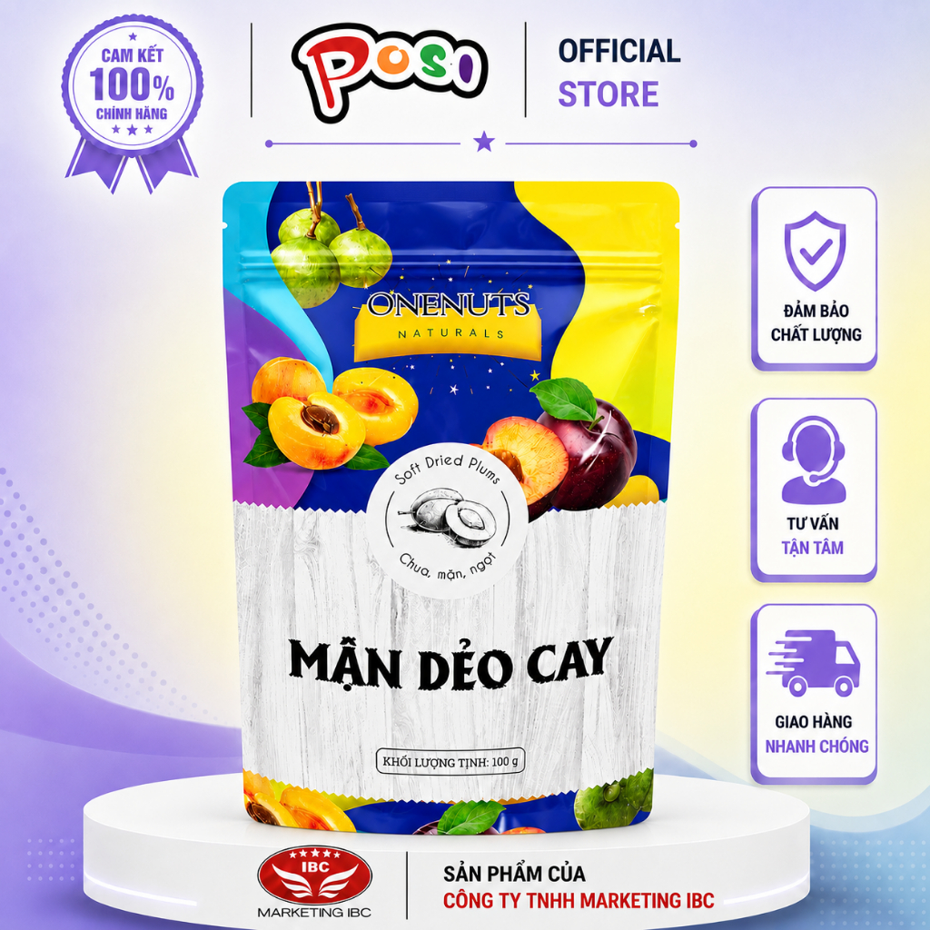 Mận Dẻo Cay ONENUTS 100g – Chua Ngọt Đậm Đà, Cay Nhẹ Cuốn Hút – Posi Snack Store HCM